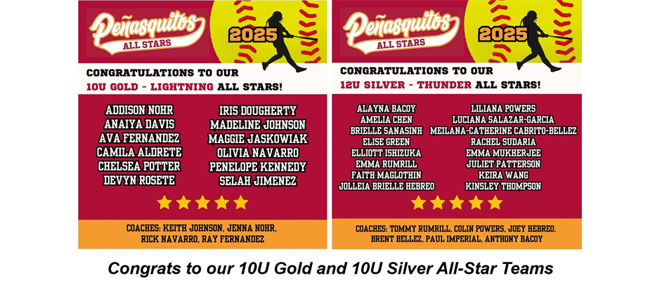 Congrats to our 10U Lightning & 12U Thunder All-Star Teams